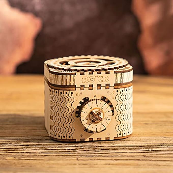 ROBOTIME 3D DIY WOODEN TREASURE BOX PUZZLE UNIQUE MODEL KITS TO BUILD MECHANICAL ENGINEERING KITS GREAT GIFT FOR ADULTS AND CHILDREN - Image 4